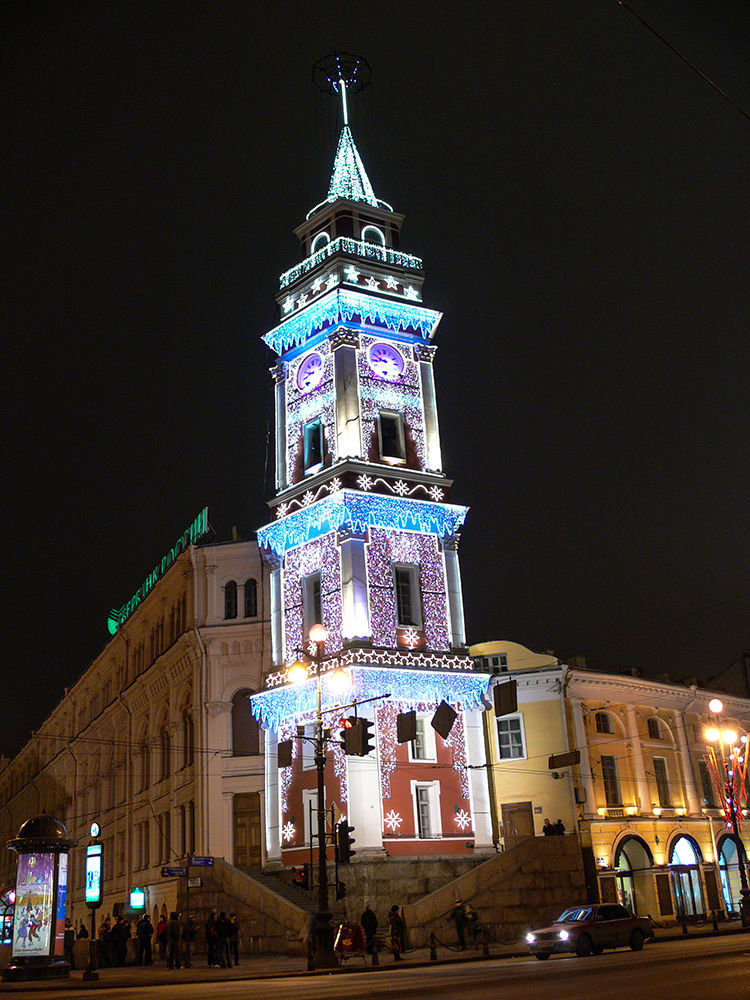 Vánoční světelná výzdoba v Petrohradu, Rusku